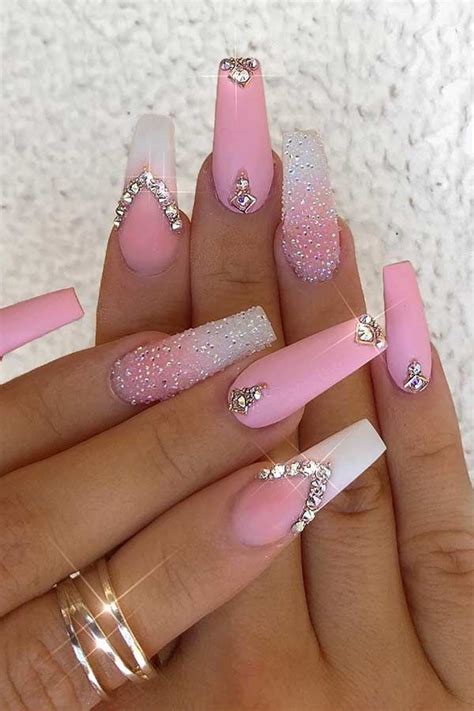 white nails with jewels|light pink nails with jewels.